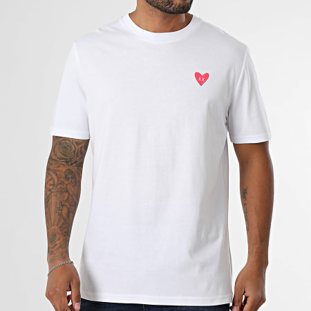 Luxury Lovers - Tee Shirt Oversize Large Heart Blanco Rosa Fluo