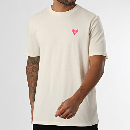 Luxury Lovers - Tee Shirt Oversize Large Heart Beige Pink Fluo