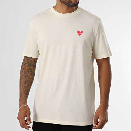 Luxury Lovers - Tee Shirt Oversize Large Heart Beige Pink Fluo