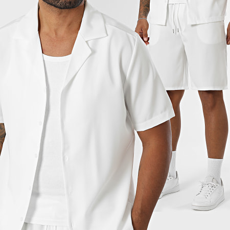 Ensemble 2 Pièces En Lin Pour Homme – Chemise Et Pantalon De Plage – Manches Courtes, Col Montant – Tenue D'été