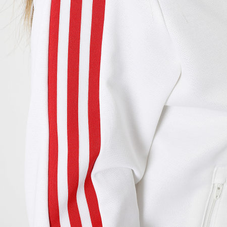 Adidas Originals - Chaqueta clásica con cremallera para mujer JX7849 Blanco Rojo