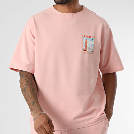 Ensemble Survêtement Homme 2 Pièces - Legging Rose Et Tee-Shirt - Tenue Sport Décontractée Pour Fitness, Football