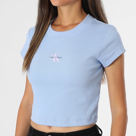 Calvin Klein Women's Crop Tee Shirt LV047AB802 Light Blue Ryses