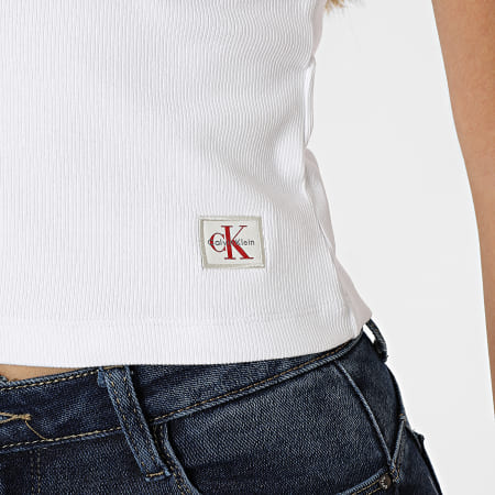 Calvin Klein - Débardeur Côtelé Col Zip Femme LV047C909G Blanc