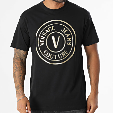Versace Jeans Couture - Tee Shirt V-Emblem Big Foil 79GAHT01-CJ00T Noir Doré