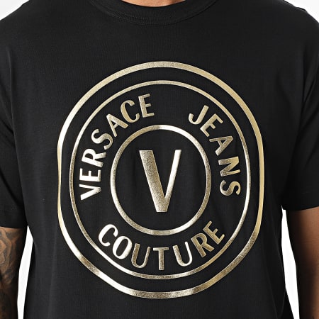 Versace Jeans Couture - Tee Shirt V-Emblem Big Foil 79GAHT01-CJ00T Noir Doré