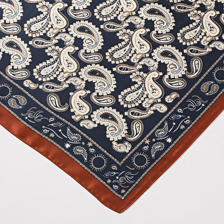 Frilivin - Foulard L01 Bleu Marine Marron Bandana