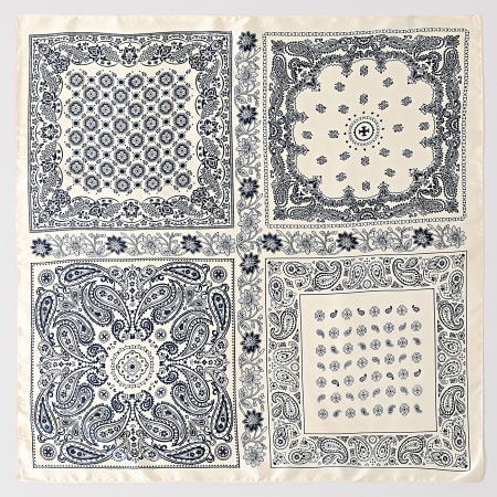 Frilivin - Foulard L11 Beige Clair Bleu Marine Bandana