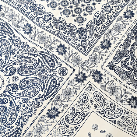 Frilivin - Foulard L11 Beige Clair Bleu Marine Bandana