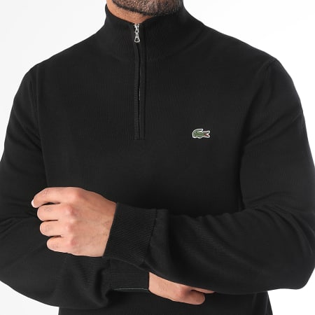 Lacoste - Pull Zippé Logo Brodé Crocodile Noir