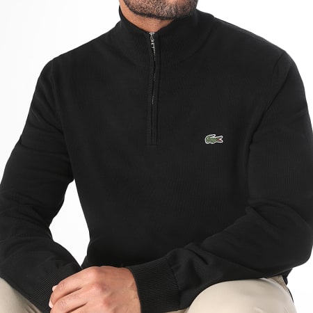 Lacoste - Pull Zippé Logo Brodé Crocodile Noir