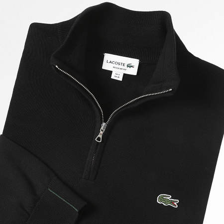 Lacoste - Pull Zippé Logo Brodé Crocodile Noir