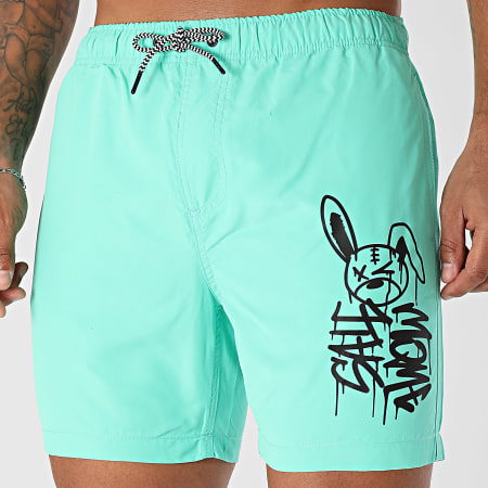 Sale Môme Paris - Short De Bain Lapin Dripping Graffiti Vert Noir