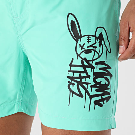 Sale Môme Paris - Short De Bain Lapin Dripping Graffiti Vert Noir