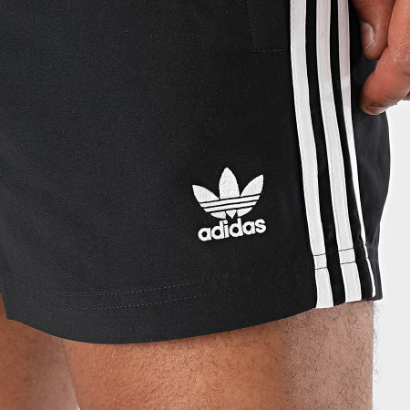 Adidas Originals - Short De Bain A Bandes Adic Swimsh JD0957 Noir Blanc