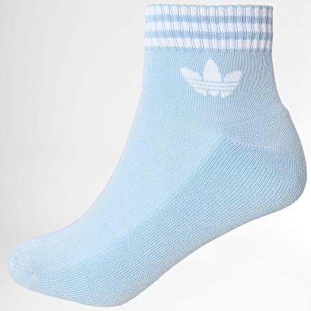 Adidas Originals - 3 paar enkelsokken met 3 strepen JV7438 Lichtblauw Lichtgroen Roze