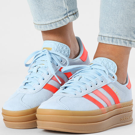 Adidas Originals - Gazelle Bold Zapatillas Mujer J JR5950 Clear Sky Solar Red Gold Metallic