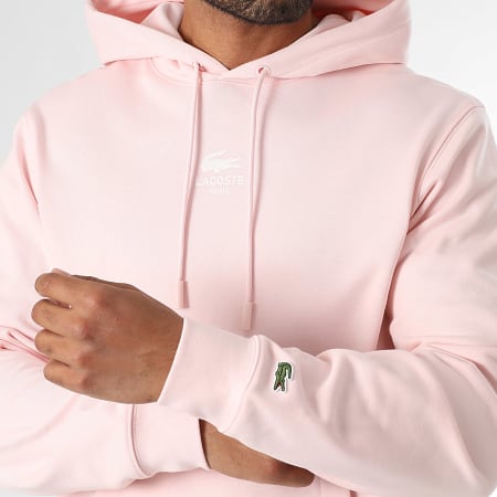 Lacoste - Sweat Capuche Logo Crocodile Rose Clair