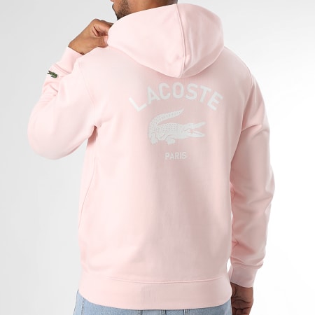 Lacoste - Sweat Capuche Logo Crocodile Rose Clair