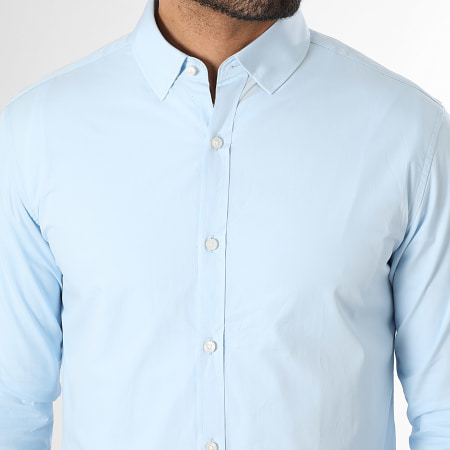 LBO - Camisa de popelina de manga larga 0009 Azul claro