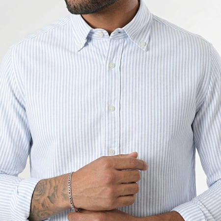 LBO - Chemise Manches Longues Rayures Oxford 0005 Bleu Blanc