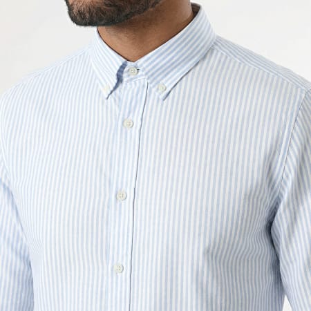 LBO - Chemise Manches Longues Rayures Oxford 0005 Bleu Blanc