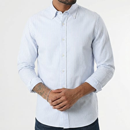 LBO - Chemise Manches Longues Rayures Oxford 0005 Bleu Blanc