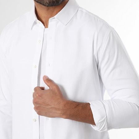 LBO - Camisa de manga larga efecto lino 0014 Blanca