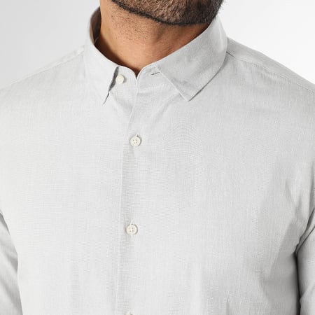 LBO - Chemise Manches Longues Effet Lin 0015 Gris Clair