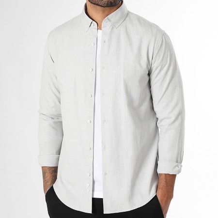 LBO - Chemise Manches Longues Effet Lin 0015 Gris Clair