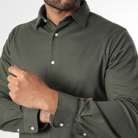 LBO - Chemise Manches Longues Pique Stretch 0002 Vert Kaki