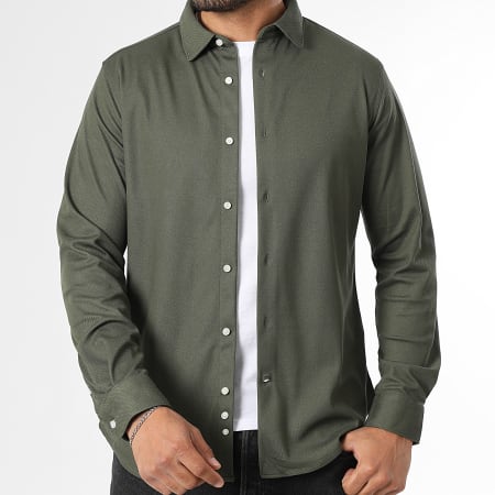LBO - Chemise Manches Longues Pique Stretch 0002 Vert Kaki