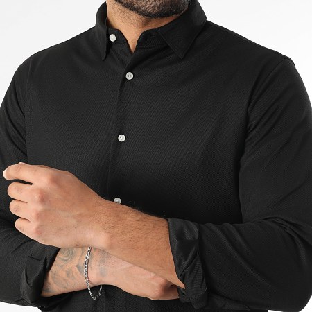 LBO - Camisa de manga larga de piqué elástico 0017 Negro