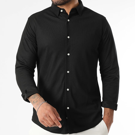 LBO - Camisa de manga larga de piqué elástico 0017 Negro