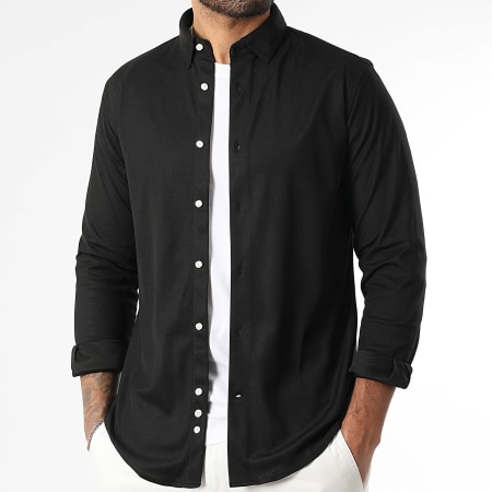 LBO - Camisa de manga larga de piqué elástico 0017 Negro