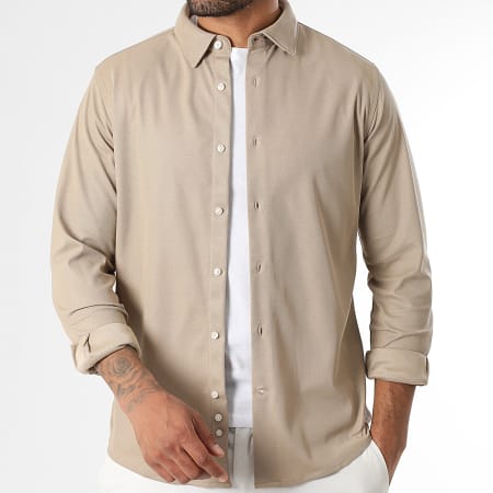 LBO - Camisa Manga Larga Piqué Stretch 0018 Beige Oscuro