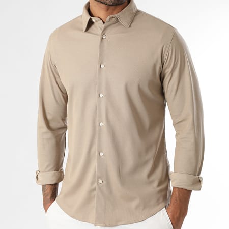 LBO - Camisa Manga Larga Piqué Stretch 0018 Beige Oscuro