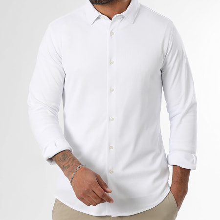 LBO - Camisa Piqué Stretch Manga Larga 0019 Blanco
