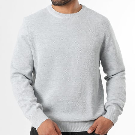 LBO - Pull Col rond Maille Texturée 2154 Gris Clair