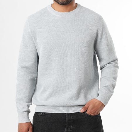 LBO - Pull Col rond Maille Texturée 2154 Gris Clair
