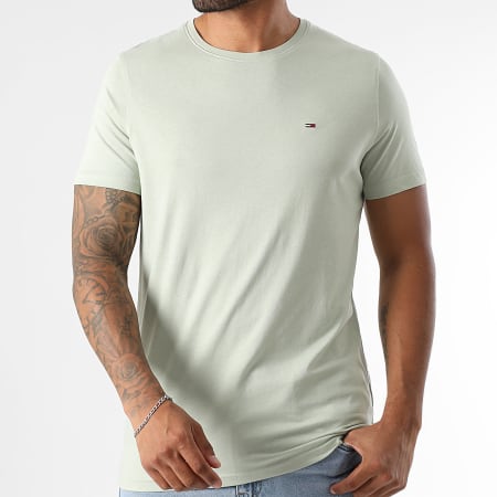 Tommy Jeans - T-shirt slim in jersey 4411 verde chiaro