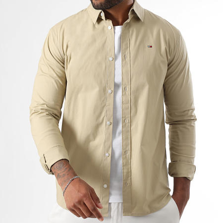 Tommy Jeans - Camicia a maniche lunghe Slim Fit Original Stretch 4405 Beige scuro
