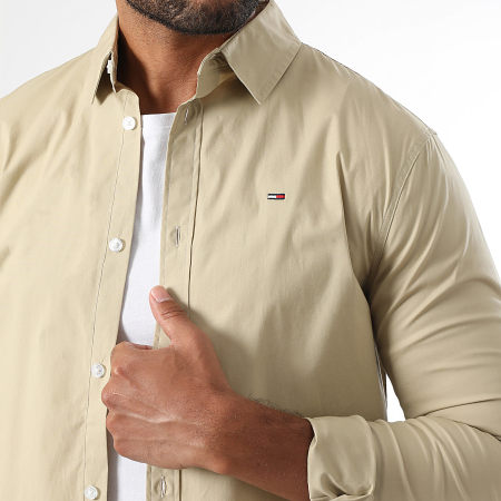 Tommy Jeans - Camicia a maniche lunghe Slim Fit Original Stretch 4405 Beige scuro