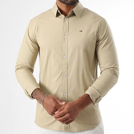 Tommy Jeans - Camicia a maniche lunghe Slim Fit Original Stretch 4405 Beige scuro