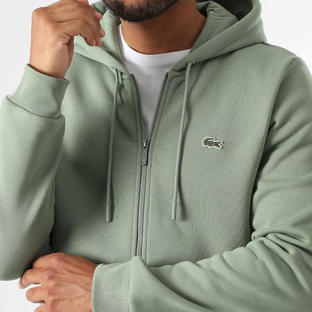 Lacoste - Sweat Zippé Capuche Logo Brodé Crocodile Classic Fit Vert