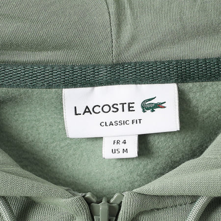 Lacoste - Sweat Zippé Capuche Logo Brodé Crocodile Classic Fit Vert