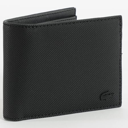 Lacoste - Portefeuille En Simili Cuir Logo Crocodile Metal Noir