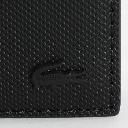 Lacoste - Portefeuille En Simili Cuir Logo Crocodile Metal Noir