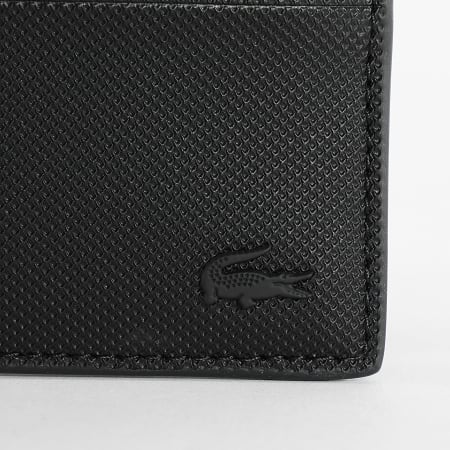 Lacoste - Porte-cartes Logo Crocodile Metal Noir