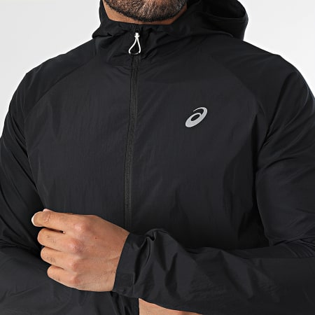 Asics - Coupe-Vent Capuche Zippé Regular Fit Road Packable 2011D084 Noir Réfléchissant